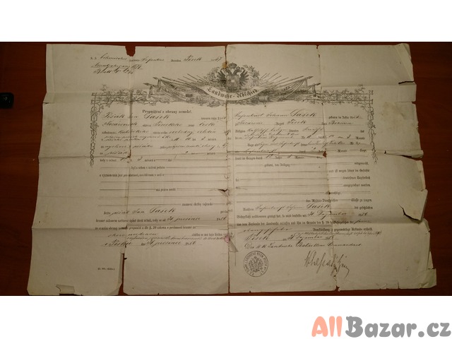 Propouštěcí list z Rakouské císařské armády 1886
